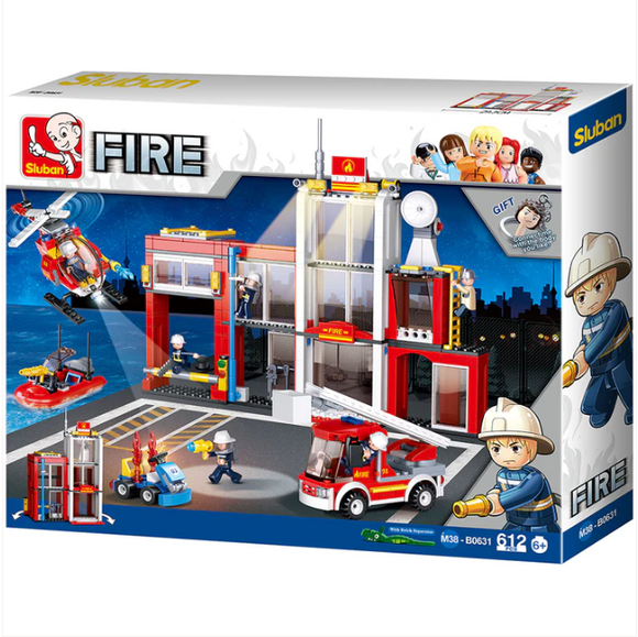 Sluban Fire Station Building Brick Kit (612 Pcs)