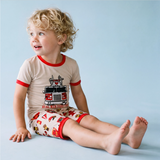 Viscose Short Sleeve Pajama Set for Kids, Fire House