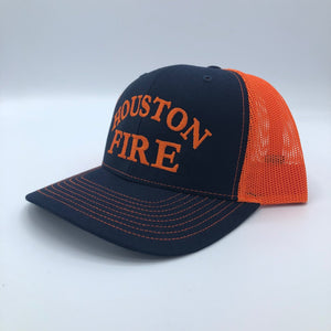 Snapback Cap - Navy/Orange with Orange Text