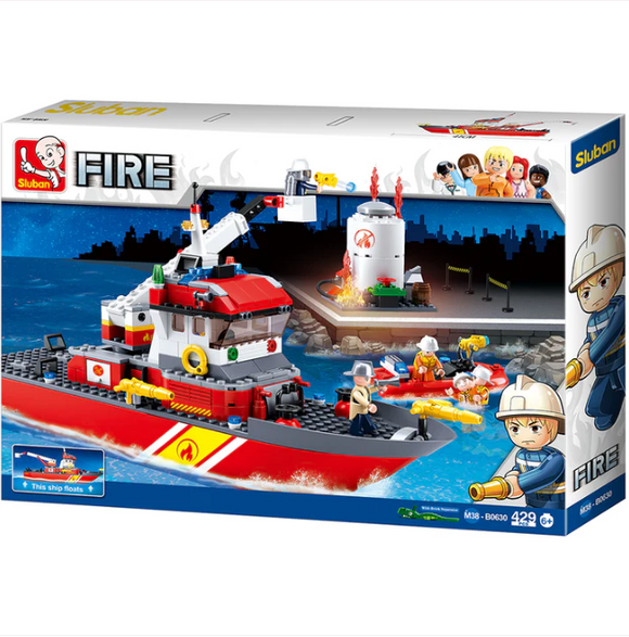 Sluban Fire Boat and Oil Tank Brick Building Kit (429 Pcs)
